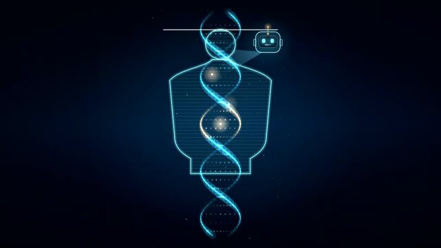 Genetic Sequencing Concept with Human Silhouette and Dna Helix Animation