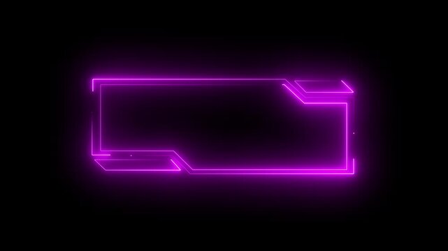 Neon rectangular frames with shining effects on Black background. Square box with neon lines. neon box pattern. neon digital hud lights wiggle on black background. 4k animation 