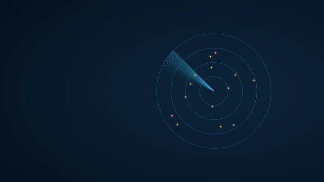 Rotating radar sweep with glowing concentric rings