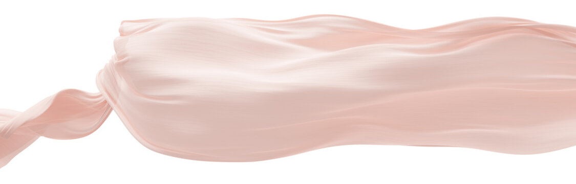 Sheer pastel peach fabric flowing isolated on transparent background 3D render