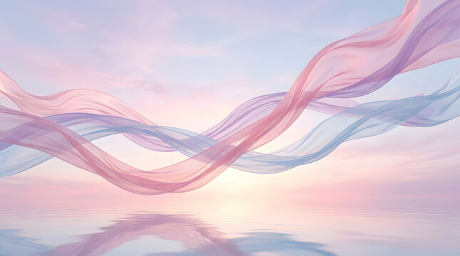Abstract background flowing silk fabric soft pastel waves sunset sky