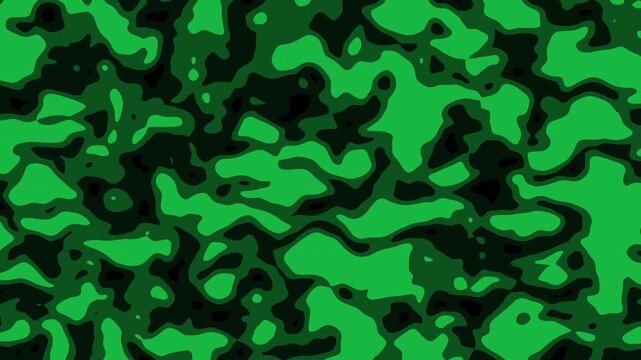 Abstract green camouflage pattern morphing and moving continuously
