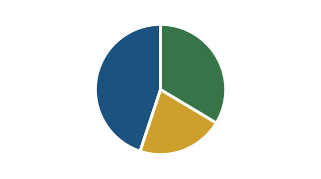 Financial planning icon set showing three pie chart segments in blue