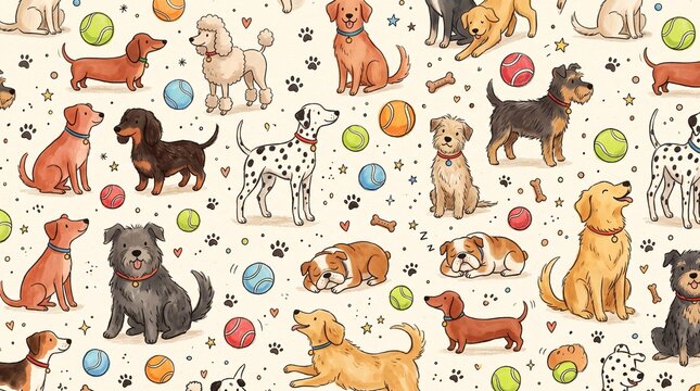 seamless pattern with dogs