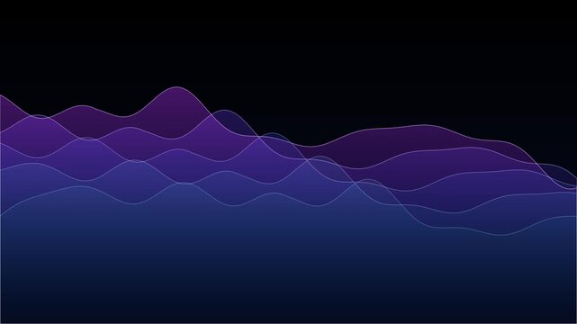 Professional organic fluid audio visualizer using layered translucent waves that react to audio frequencies.