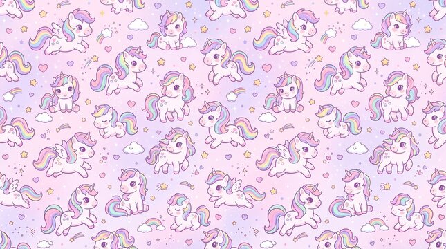 pink unicorn seamless pattern