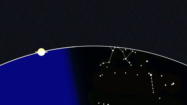 Earth globe rotation in space showing night and day cycle animation