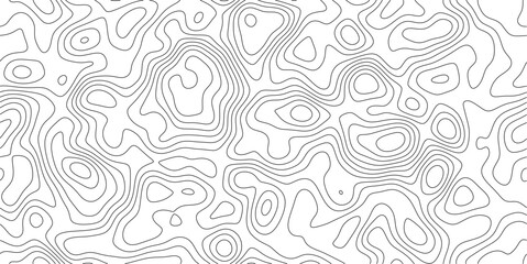 Abstract topographical map lines representing elevation contour data, forming a complex and organic pattern on a clean white background, suggesting geographic study. © Julya