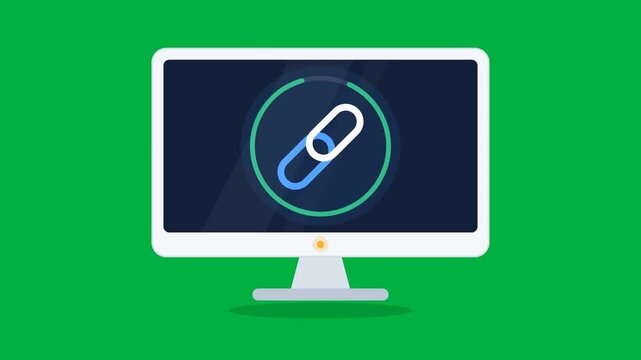 Computer Monitor Hyperlink Connection Animation Green Screen