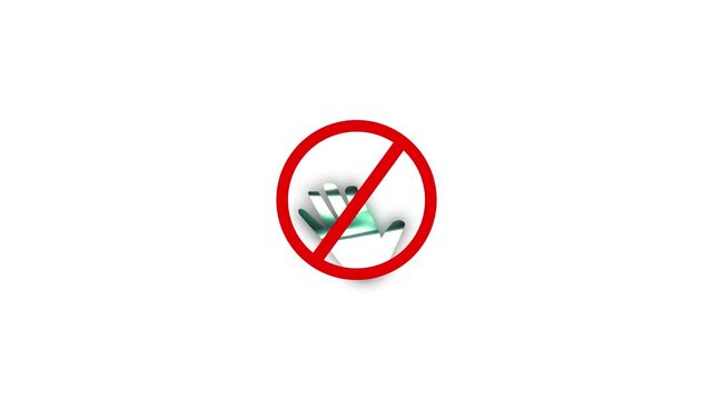 Do not touch warning sign animation, prohibited hand gesture restricted access symbol access denied