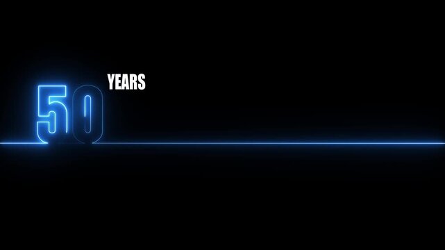 50 years anniversary glowing neon animation isolated on Motion graphics of neon concept.