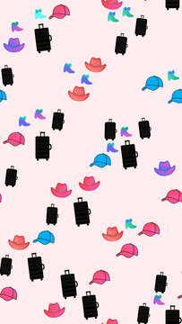 Seamless pattern of travel items and accessories