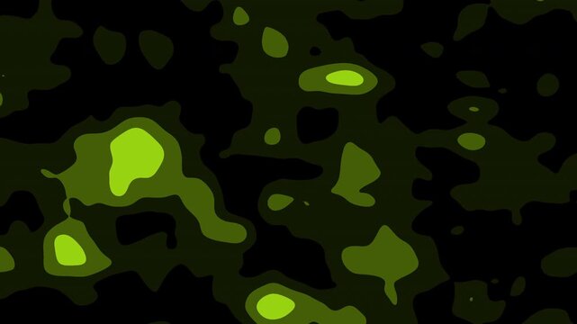 Abstract green camouflage shapes morphing in a seamless looping motion