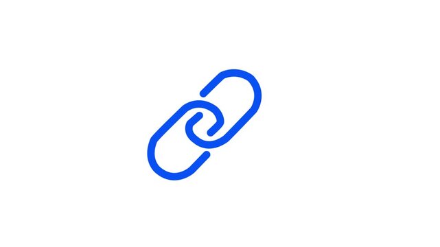 Blue link chain icon symbol for website navigation and hypertext markup language design