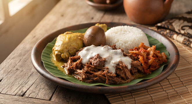 Photography of Gudeg Yogyakarta, a traditional Javanese dish made from young jackfruit