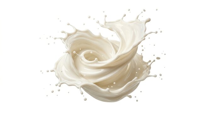 Dynamic swirl of fresh milk splash isolated on white background