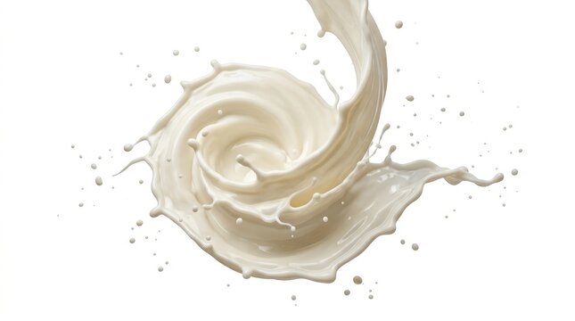 Swirling milk splash isolated on white background