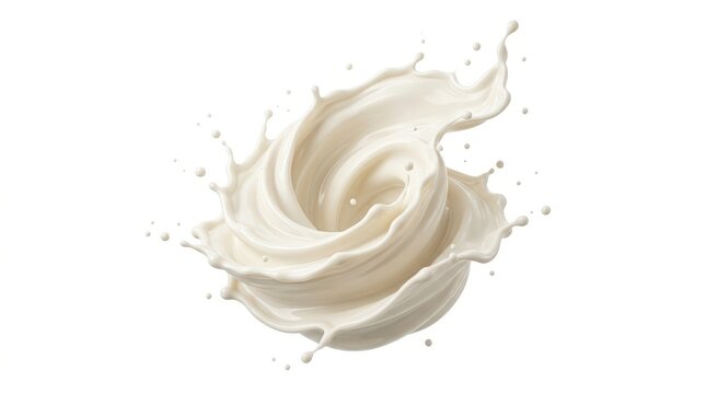 Dynamic swirling milk splash isolated on white background