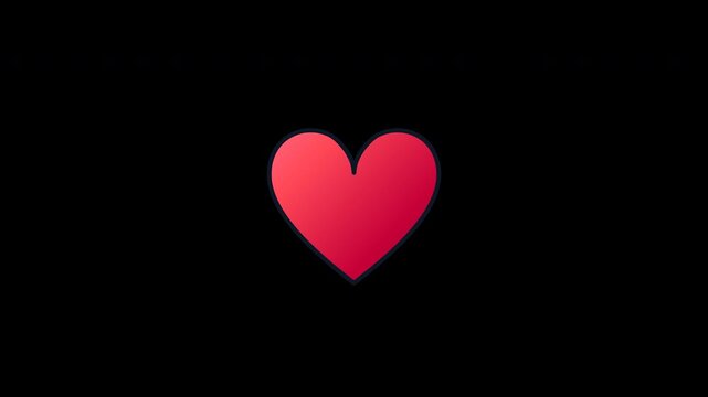 Modern colorful flat vector UI favorite heart icon with rhythmic elastic double-pulse heartbeat animation in a seamless six-second loop. Isolated on a true transparent alpha channel background. Ideal