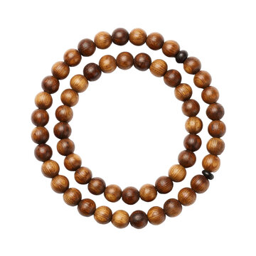 Wooden prayer beads isolated on black background