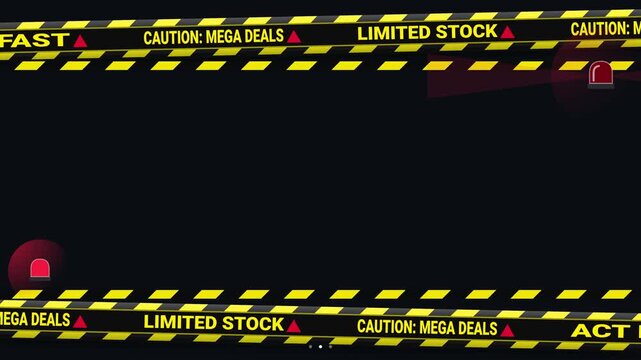 Mega Deals Caution Tape Overlay With Flashing Warning Lights