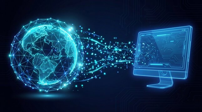 Abstract Digital Data Flow and Artificial Intelligence Network