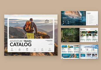 Adventure Travel Catalog Template, Editable Tourism Brochure & Multipage Catalogue for Travel Agencies and Tour Operators