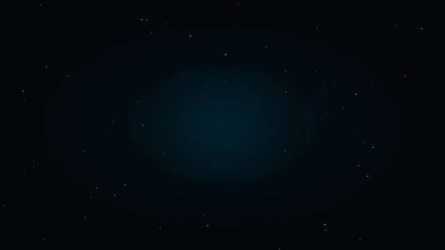 Cinematic dark space background, glowing particle dust floating in night sky, abstract cosmic motion loop