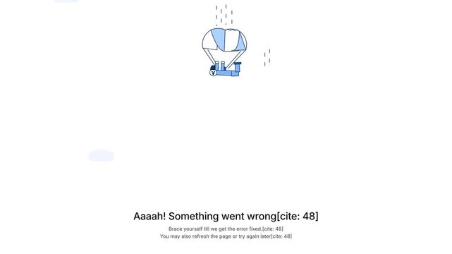 Aaaah! Something went wrong error page concept with a fallen parachute character