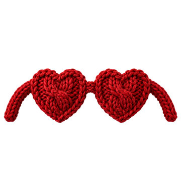 Red knitted heart glasses: A quirky and charming pair of knitted glasses shaped like red hearts, with cable knit detailing and cozy ear pieces.