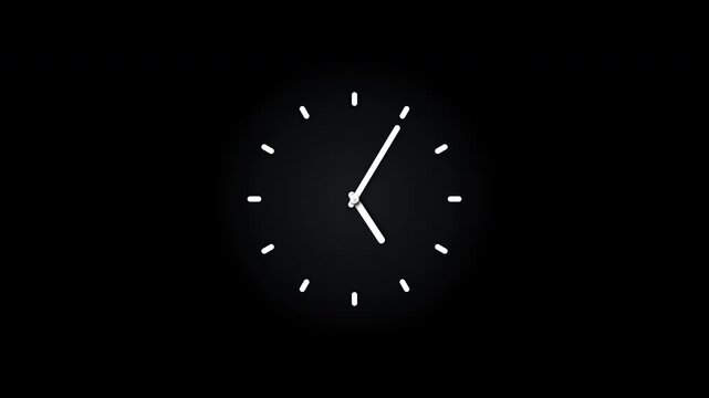 White analog clocks tick fast on a dark black background. minimalist simple watches display rapid time movement. perfect for intense deadline themes.
