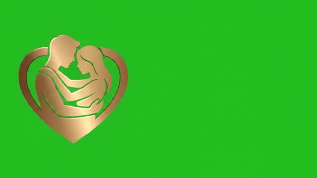 Couple Emblem Animation on Green Screen for Romantic Branding and Wedding Graphic Design Footage