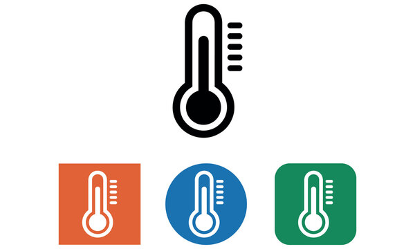 Thermometer icons showing temperature measurement in different colored circles and squares.