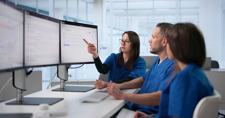 Fototapeta na wymiar Healthcare IT Specialist Explains Digital Patient Records