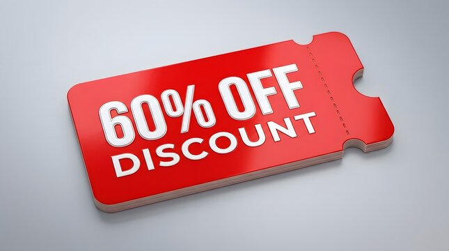 Sixty percent off discount sale label isolated on a clean white background