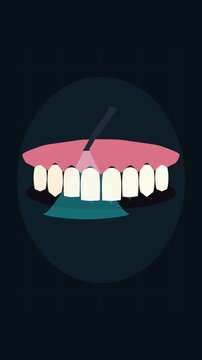 Pixel art dental cleaning and teeth whitening animation, healthcare and hygiene