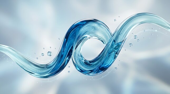 Beautiful flowing water stream forming elegant swirling liquid motion design