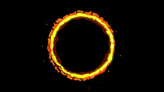 pixel art fire circle animation loop, retro game effect, hot flame ring