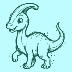 Cute Baby Dinosaurs, Hand Drawn Sketch Cartoon Dinosaur Characters, Colorful Little Prehistoric Animals Vector Illustration for Kids Design, Nursery Art, and Stickers © vectroy