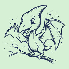Cute Baby Dinosaurs, Hand Drawn Sketch Cartoon Dinosaur Characters, Colorful Little Prehistoric Animals Vector Illustration for Kids Design, Nursery Art, and Stickers © vectroy