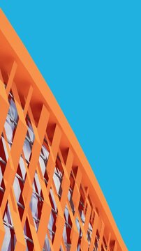 3D render vertical animation of building light and shadow