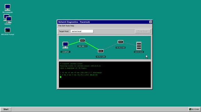 Digital Network Connection Traceroute and Ping Data Visualization