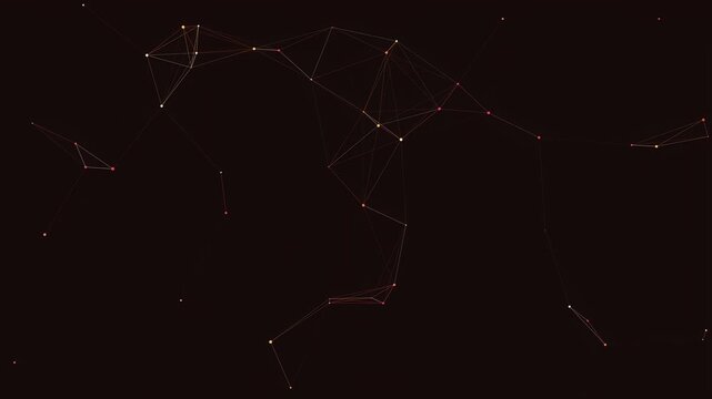 Abstract animation of constellation collection with circle objects and connected lines, dark background