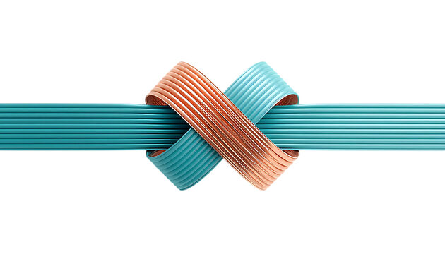 Two colorful braided cables tied in a knot design transparent background