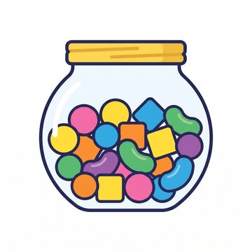 Colorful candies and sweets in a glass jar vector illustration icon graphic design