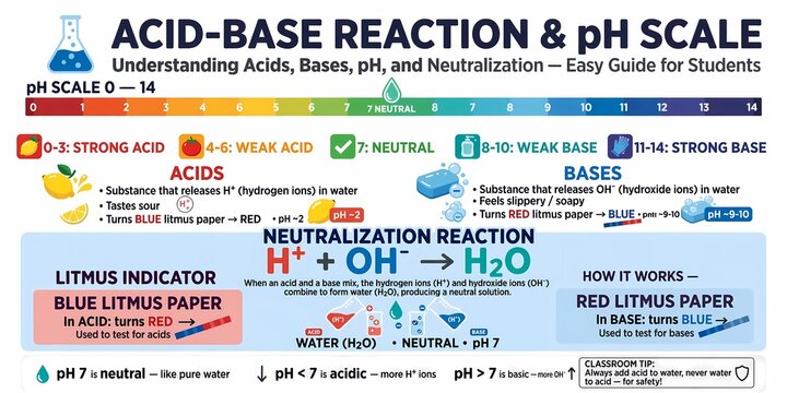 Science classroom activity demonstrating acid-base reaction and pH