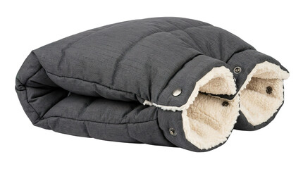 Stylish gray winter muff with cozy fleece lining for warmth © ZubVector