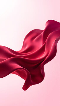Vertical composition of abstract 3D background featuring maroon burgundy fabric wave with grain particle texture, ideal for premium modern mobile screen graphic designs.