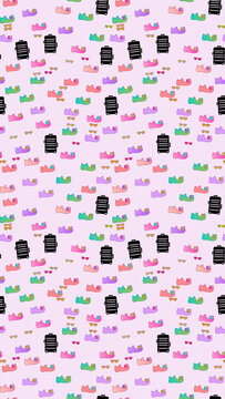 Travel pattern with suitcases, sunglasses, and shoes