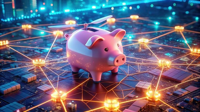 Piggy bank representing blockchain